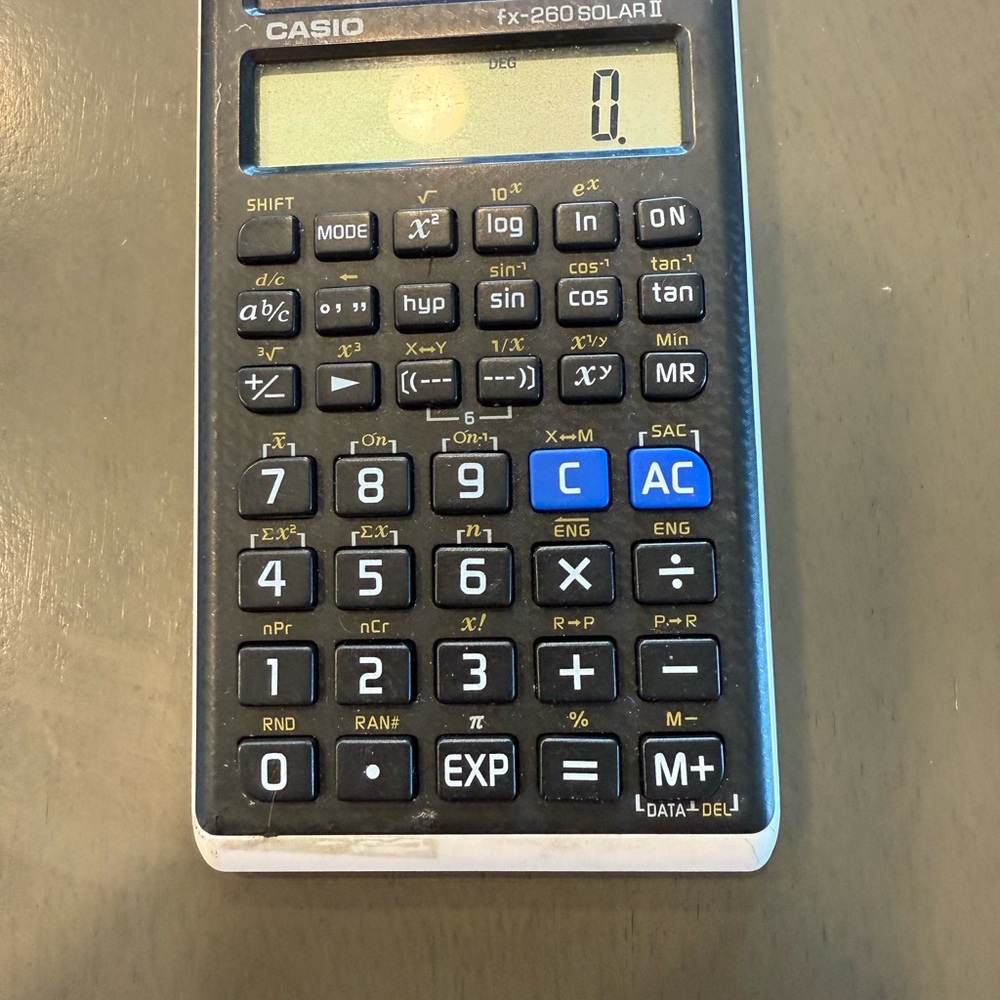 Casio Blue and Black Solar Calculator